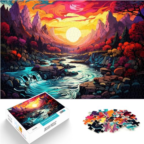 Puzzle für Puzzle Wunderschöne farbenfrohe Flusslandschaft. 300-teiliges Holzpuzzle als Geschenk für die ganze Familie. 300 Teile (26 x 38 cm) von LGNBTGM