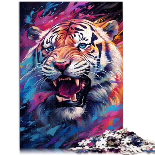 Puzzle für Straßengraffiti, bunter Tiger, Puzzles für Erwachsene, 1000 Puzzles, Holzpuzzle, Familienaktivität, Puzzles 1000 Teile (50 x 75 cm) von LGNBTGM