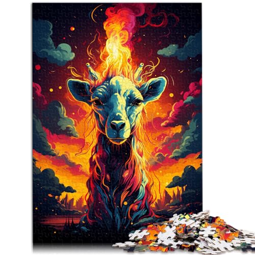 Puzzle für Tiere, farbenfrohe, psychedelische Giraffe, 500 Teile, Puzzle aus Holz für anspruchsvolles Puzzlespiel und Familienspiel, 500 Teile (38 x 52 cm) von LGNBTGM