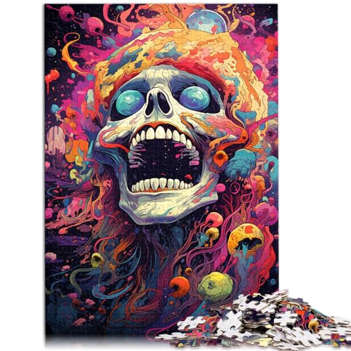 Puzzle für bizarren, farbenfrohen Totenkopf, 1000-teiliges Puzzle aus Holz, anspruchsvolles, unterhaltsames Spiel für die ganze Familie, 1000 Teile (50 x 75 cm) von LGNBTGM