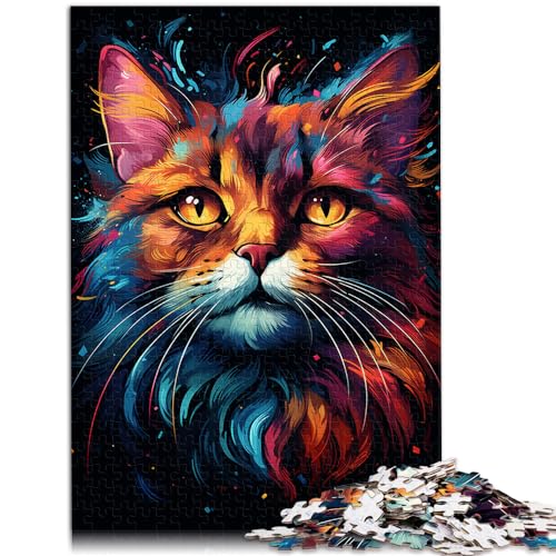 Puzzle für Bunte Fantasiekatze, 1000 Teile, Puzzle-Spielzeug, Holzpuzzle, Familienspiel, Stressabbau, schwieriges Herausforderungspuzzle, 1000 Teile (50 x 75 cm) von LGNBTGM