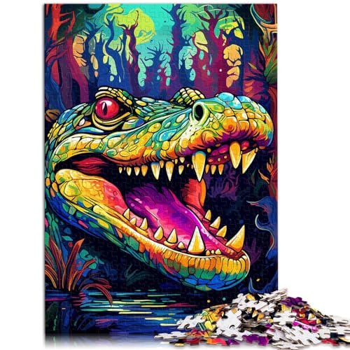 Puzzle für Bunte Krokodile, Puzzle 1000 Teile, Holzpuzzle, Spielzeug, Puzzle, Lernspiele, Stressabbau-Puzzle, 1000 Teile (50 x 75 cm) von LGNBTGM