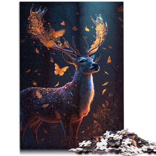 Puzzle für den magischen Schmetterlings-Hirsch-Traum, 1000 Teile, Puzzle für Erwachsene, Geschenke, Holzpuzzle, schwieriges, schweres Puzzle, 1000 Teile (50 x 75 cm) von LGNBTGM