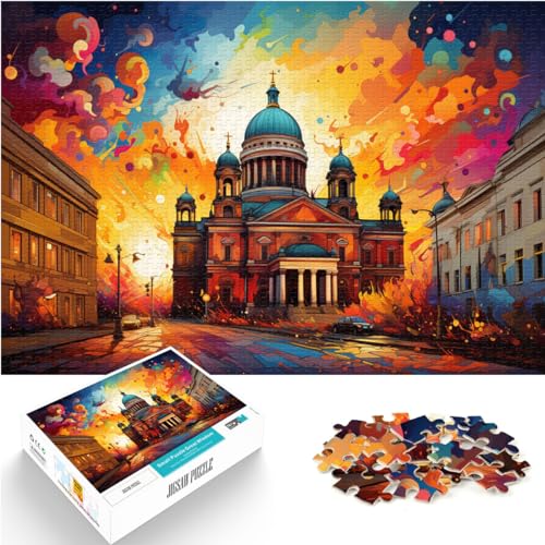 Puzzle für die farbenfrohe Psychedelie der Kathedrale von Helsinki, 1000-teiliges Puzzle für Erwachsene, Holzpuzzle, Heimdekorationspuzzle, 1000 Teile (50 x 75 cm) von LGNBTGM