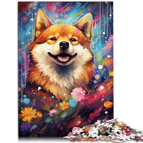 Puzzle für die farbenfrohe Psychedelie von Galaxy Shiba Inu, 1000-teiliges Puzzle aus Holz, Stressabbau, Urlaub zu Hause, Zeit totschlagen, 1000 Teile (50 x 75 cm) von LGNBTGM