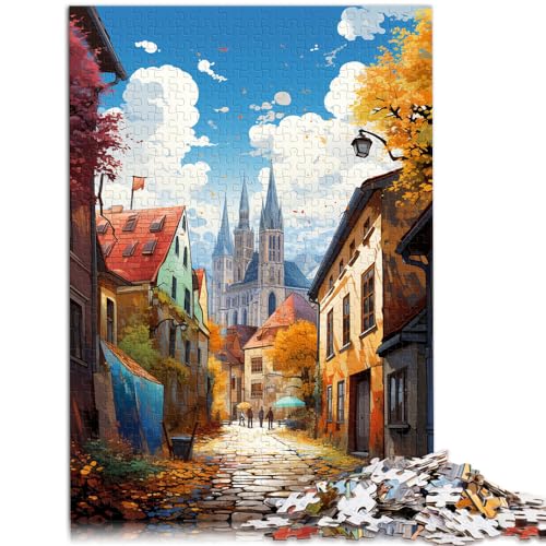 Puzzle für die farbenfrohe und psychedelische Oberstadt von Zagreb. 300-teiliges Holzpuzzle als Geschenk für die ganze Familie. 300 Teile (26 x 38 cm) von LGNBTGM