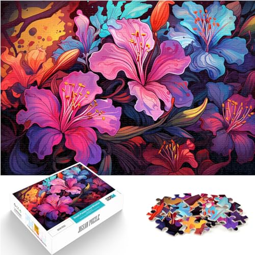 Puzzle für farbenfrohe, psychedelische, Violette Azaleen, 1000 Teile für Erwachsene, aus Holz, Familienpuzzle, Spiel für die ganze Familie, 1000 Teile (50 x 75 cm) von LGNBTGM