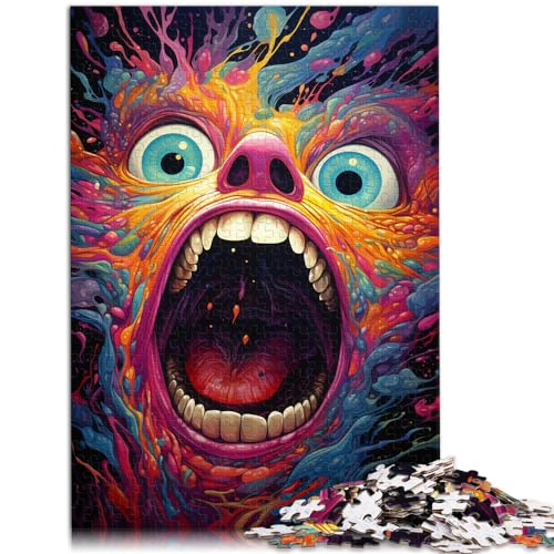 Puzzle für farbenfrohe, psychedelische, böse Monster, Puzzles für Erwachsene, 1000 Puzzles, Holzpuzzle, anspruchsvolles, schwieriges Puzzle, 1000 Teile (50 x 75 cm) von LGNBTGM