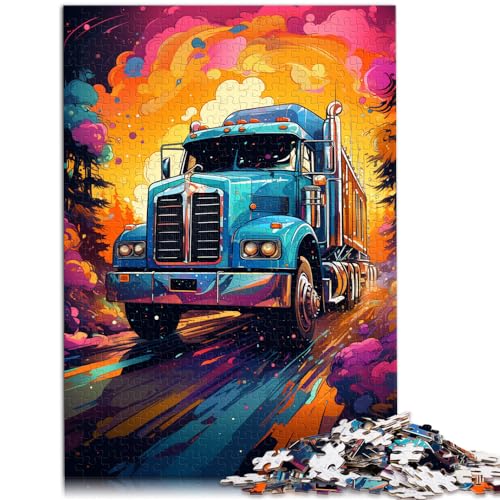 Puzzle für farbenfrohe, psychedelische Bauernlastwagen, Puzzle für Erwachsene, 1000-teiliges Holzpuzzle, Weihnachtswunschliste mit Weihnachtsmann, 1000 Teile (50 x 75 cm) von LGNBTGM