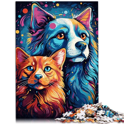 Puzzle für farbenfrohe, psychedelische Katzen- und Hundefreunde, 1000 Teile, Holzpuzzle, entspannendes, intellektuelles Lernspielzeug, 1000 Teile (50 x 75 cm) von LGNBTGM