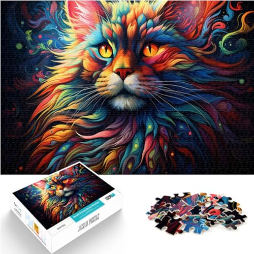 Puzzle für farbenfrohe, psychedelische Katzen. Schwieriges, anspruchsvolles Puzzle mit 500 Teilen aus Holz für anspruchsvolles Puzzlespiel und Familienspiel. 500 Teile (38 x 52 cm) von LGNBTGM