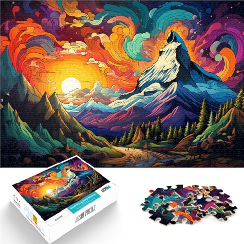 Puzzle für farbenfrohe, psychedelische Maya-Pyramiden in der Wüste und das Puzzle mit 1000 Teilen für Erwachsene. Holzpuzzle, Denkspiel, 1000 Teile (50 x 75 cm) von LGNBTGM