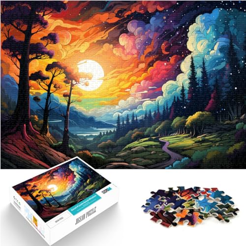 Puzzle für farbenfrohe, psychedelische Schönheit des Waldes, Puzzle für Erwachsene, 1000 Teile, Holzpuzzle, Weihnachtspuzzle, Geschenke, 1000 Teile (50 x 75 cm) von LGNBTGM