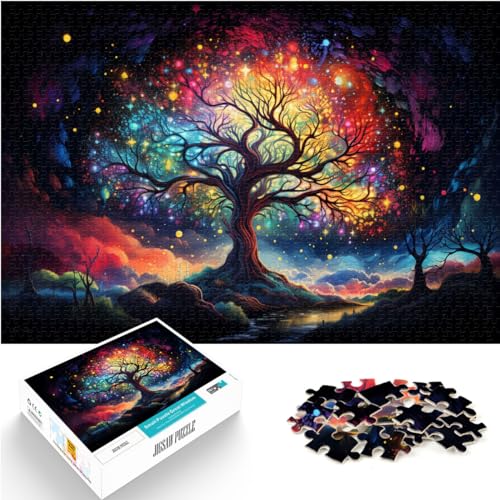 Puzzle für farbenfrohe Fantasie-Sakura-Baumkunst, 1000 Teile, Premium-Puzzle, Holzpuzzle zum Stressabbau, schwierige Herausforderung, 1000 Teile (50 x 75 cm) von LGNBTGM