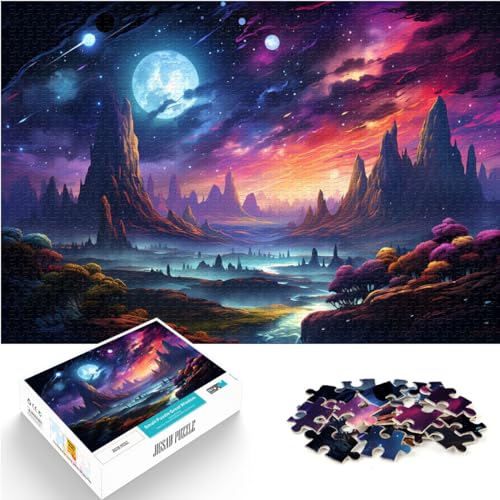 Puzzle für farbenfrohe Fantasielandschaft, 1000-teiliges Puzzle für Erwachsene, Holzpuzzle, ganze Familie, 1000 Teile (50 x 75 cm) von LGNBTGM