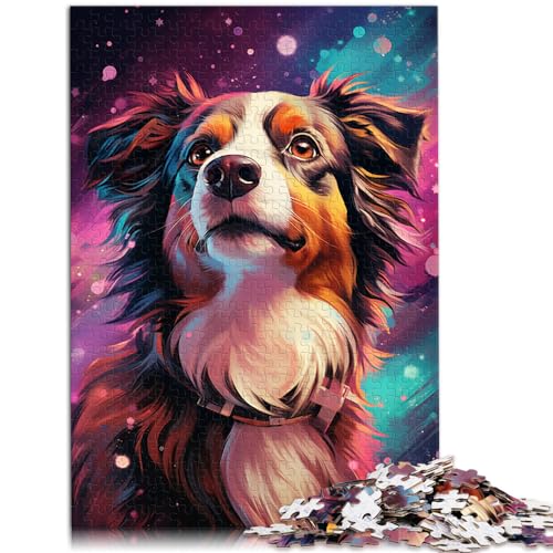 Puzzle für farbenfrohe Kunst, Psychedelischer Hund, 1000 Teile, für Erwachsene, Holzpuzzle, Familienaktivität, Puzzle, Lernspiele, 1000 Teile (50 x 75 cm) von LGNBTGM