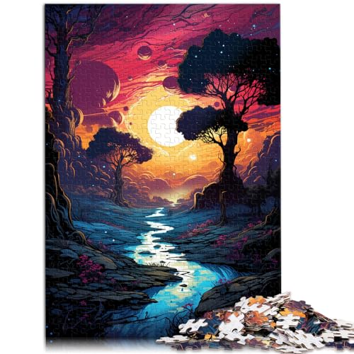 Puzzle für farbenfrohe Psychedelie ätherischer Landschaften, 1000-teiliges Puzzle, Lernspiele, Holzpuzzle, Geschenk zum Geburtstag, 1000 Teile (50 x 75 cm) von LGNBTGM