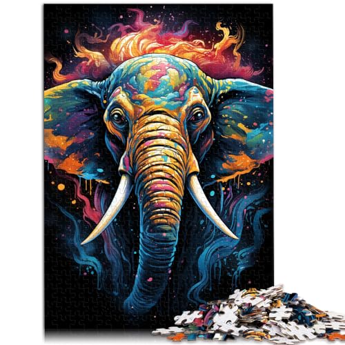 Puzzle für farbenfrohe Psychedelie afrikanischer Elefanten für Erwachsene, 1000-teiliges Puzzle, Lernspiele, Holzpuzzle, tolles Geschenk für 1000 Teile (50 x 75 cm) von LGNBTGM