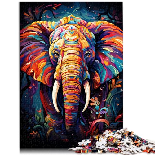 Puzzle für farbenfrohe Psychedelie afrikanischer Elefanten für Erwachsene, 1000-teiliges Puzzle, Lernspiele, Holzpuzzle, tolles Geschenk für 1000 Teile (50 x 75 cm) von LGNBTGM