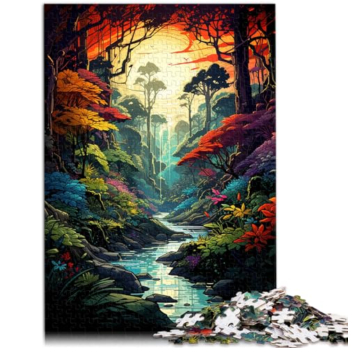 Puzzle für farbenfrohe Psychedelie des dichten Dschungels, 1000-teiliges Puzzle, Holzpuzzle, Wanddekoration, einzigartige Geburtstags, 1000 Teile (50 x 75 cm) von LGNBTGM