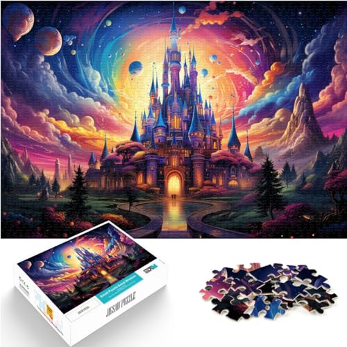 Puzzle für farbenfrohe Psychedelie eines atemberaubenden goldenen Schlosses. Puzzle für Erwachsene, 1000-teiliges Holzpuzzle, anspruchsvolles Spiel, 1000 Teile (50 x 75 cm) von LGNBTGM