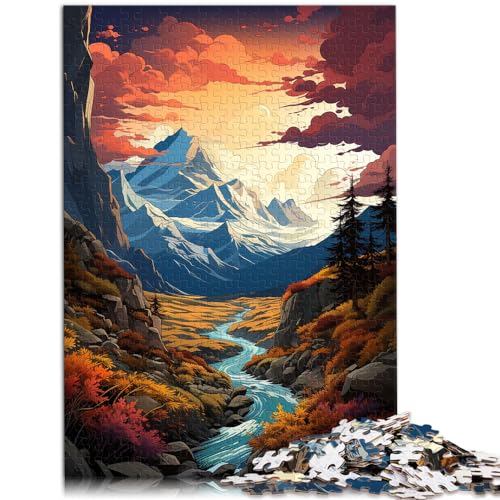 Puzzle für farbenfrohe Psychedelika der Jotunheimen-Berge, Puzzle 1000 Teile, Holzpuzzle, Weihnachts- und Geburtstagsgeschenke, 1000 Stück (50 x 75 cm) von LGNBTGM