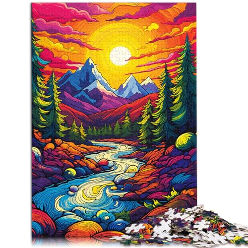 Puzzle für farbenfrohe Sonnenuntergangsberge. Puzzle für Erwachsene, 1000-teiliges Holzpuzzle, Geburtstagsgeschenk, Geschenke für oder, Wandkunst, 1000 Teile (50 x 75 cm) von LGNBTGM