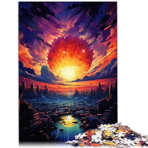 Puzzle für farbenfrohe Stadt bei Sonnenuntergang. 1000 Teile Puzzle für Erwachsene aus Holz ganze Familie. Die 1000 Teile (50 x 75 cm) von LGNBTGM