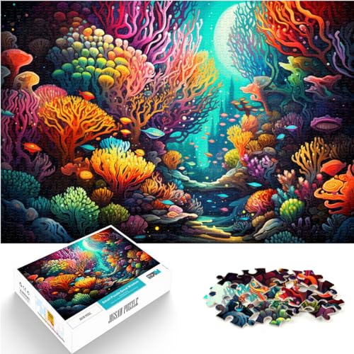 Puzzle für farbenfrohe Unterwasserwelt-Malkunst für Erwachsene, 1000-teiliges Puzzle, Holzpuzzle, Heimdekorationspuzzle, 1000 Teile (50 x 75 cm) von LGNBTGM