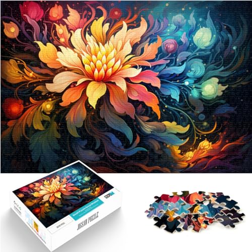 Puzzle für farbenfrohe psychedelische Blumenkunst, Puzzle für Erwachsene, 1000 Teile, Holzpuzzle, Familienaktivität, Puzzle, Lernspiele, 1000 Teile (50 x 75 cm) von LGNBTGM