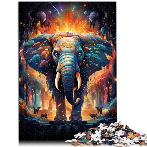 Puzzle für farbenfrohe psychedelische Fantasie-Elefanten, Puzzle 1000 Teile für Erwachsene, Holzpuzzle, Lernspiele für Zuhause, DIY-Spielzeug, 1000 Teile (50 x 75 cm) von LGNBTGM