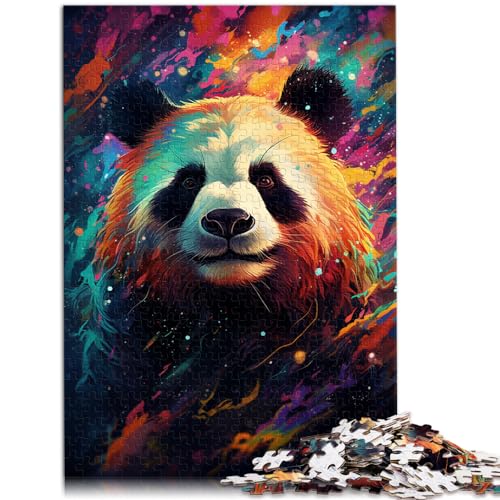 Puzzle für farbenfrohe psychedelische Galaxie-Panda-Puzzles für Erwachsene, 1000-teiliges Holzpuzzle, Heimdekorations-Puzzlespielzeug, 1000 Stück (50 x 75 cm) von LGNBTGM