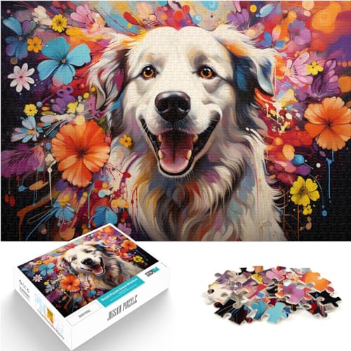 Puzzle für farbenfrohe psychedelische Graffiti-Samojeden-Hundekunst, 1000 große Teile, Puzzle für Erwachsene, Holzpuzzle, gutes Geschenk für 1000 Teile (50 x 75 cm) von LGNBTGM