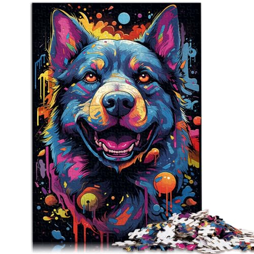 Puzzle für farbenfrohe psychedelische Hunde, 1000-teiliges Puzzle aus Holz, Familienspiel zum Stressabbau, schwieriges Herausforderungspuzzle, 1000 Teile (50 x 75 cm) von LGNBTGM