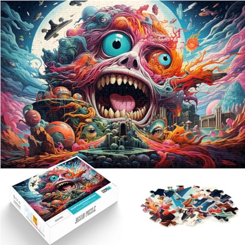 Puzzle für farbenfrohe psychedelische Monster für Erwachsene, 1000-teiliges Puzzle, Lernspiele, Holzpuzzle, Familienaktivität, Puzzle 1000 Teile (50 x 75 cm) von LGNBTGM