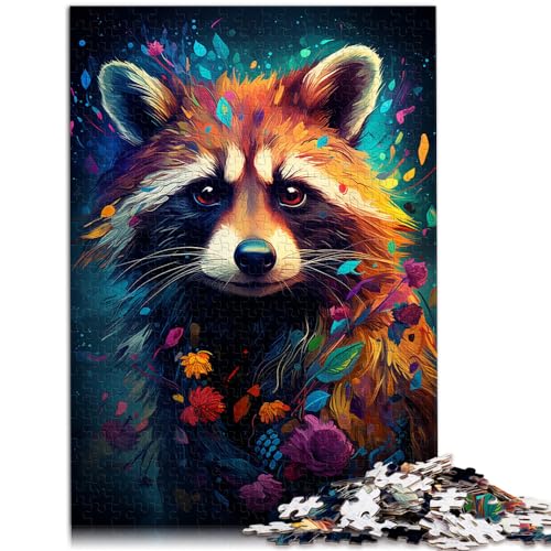 Puzzle für farbenfrohe psychedelische Waschbären-Puzzles für Erwachsene, 1000 Teile, Holzpuzzles, Familienaktivitätspuzzles, Lernspiele, 1000 Teile (50 x 75 cm) von LGNBTGM