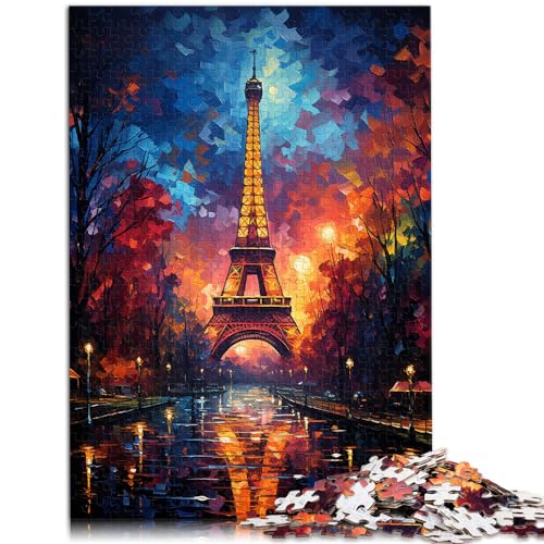 Puzzle für farbenfrohen, psychedelischen Eiffelturm nach dem Regen. 300-teiliges Holzpuzzle als Geschenk für die ganze Familie. 300 Teile (26 x 38 cm) von LGNBTGM