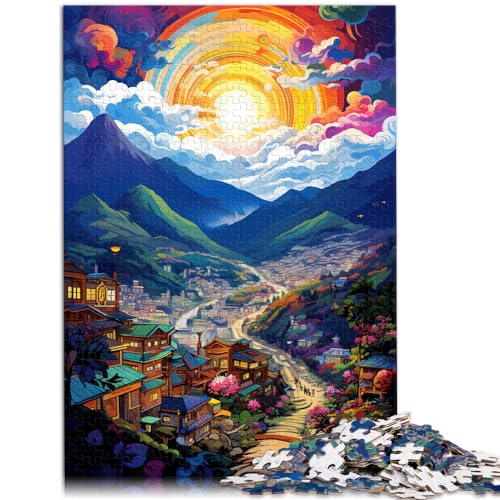 Puzzle für farbenfrohen Fantasie-Sonnenuntergang, 1000 Puzzleteile für Erwachsene, Holzpuzzle, Spielzeug, Puzzle, Lernspiele, Stressabbau-Puzzle, 1000 Teile (50 x 75 cm) von LGNBTGM