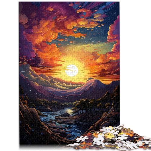 Puzzle für farbenfrohen Fantasie-Sonnenuntergang, 1000 Puzzleteile für Erwachsene, Holzpuzzle, Spielzeug, Puzzle, Lernspiele, Stressabbau-Puzzle, 1000 Teile (50 x 75 cm) von LGNBTGM