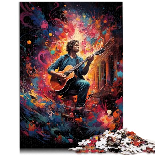 Puzzle für farbenfrohen psychedelischen Gitarrenspieler, 1000 Teile, Holzpuzzle, Spielzeug, Puzzle, Lernspiele, Stressabbau-Puzzle, 1000 Teile (50 x 75 cm) von LGNBTGM