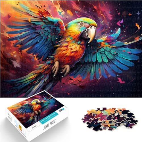 Puzzle für farbenfrohen psychedelischen Papagei, 1000 Teile. Premium-Puzzle aus Holz, ganze Familie, 1000 Teile (50 x 75 cm) von LGNBTGM