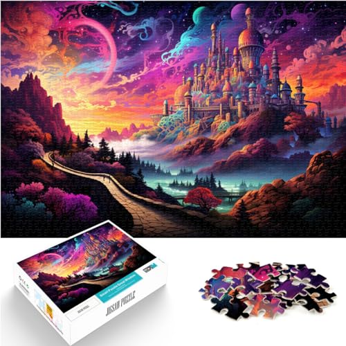 Puzzle für farbenfrohes, psychedelisch schönes Schloss für Erwachsene, 1000-teiliges Puzzle, Holzpuzzle, einzigartige Heimdekoration und Geschenke, 1000 Teile (50 x 75 cm) von LGNBTGM