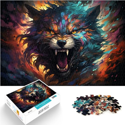 Puzzle für farbenfrohes, psychedelisches „Bad Wolf“-Puzzle aus Holz mit 1000 Teilen. anspruchsvolles, unterhaltsames Spiel für die ganze Familie. 1000 Teile (50 x 75 cm) von LGNBTGM