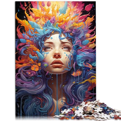 Puzzle für farbenfrohes, psychedelisches Gemälde eines Mädchens, 1000-teiliges Puzzle für Erwachsene, Holzpuzzle als Geschenk für die ganze Familie, 1000 Teile (50 x 75 cm) von LGNBTGM