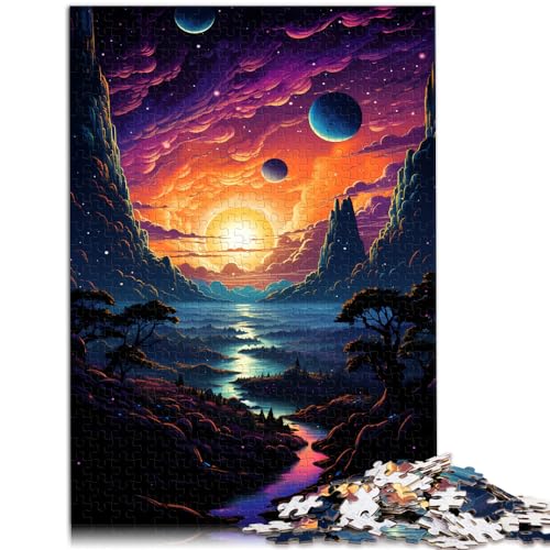 Puzzle für farbenfrohes, psychedelisches Sternenplateau-Universum. Lustige Puzzles für Erwachsene, 500-teiliges Holzpuzzle, tolles Geschenk für | Spiele 500 Stück (38 x 52 cm) von LGNBTGM