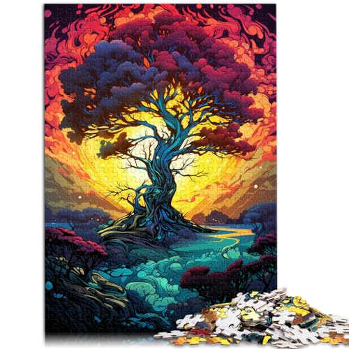 Puzzle für farbenfrohes Gemälde eines Weltenbaums, 1000-teiliges Puzzle für Erwachsene, Holzpuzzle für Familienspaß und Spieleabend, 1000 Teile (50 x 75 cm) von LGNBTGM