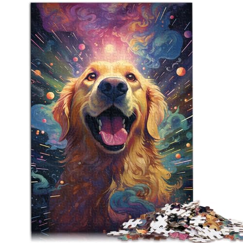 Puzzle für futuristische, farbenfrohe und psychedelische Golden Retriever-Puzzles für Erwachsene, 1000 Teile, Holzpuzzle, Lernspiele für Zuhause, DIY-Spielzeug, 1000 Teile (50 x 75 cm) von LGNBTGM