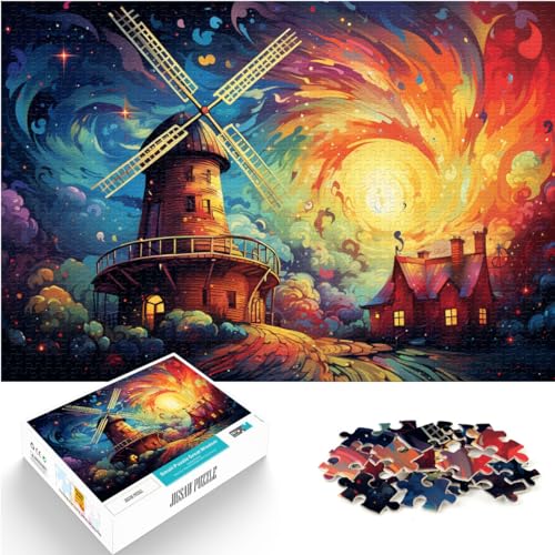 Puzzle für holländische Windmühle, 1000 Teile, Puzzle aus Holz, jedes Teil ist einzigartig – anspruchsvolles, unterhaltsames Spiel für die ganze Familie, 1000 Teile (50 x 75 cm) von LGNBTGM