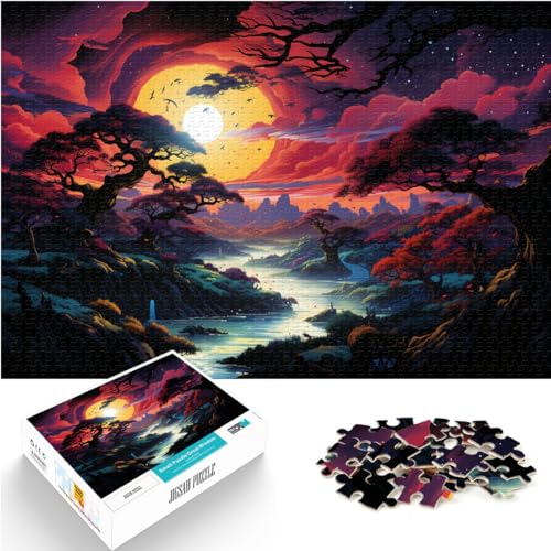 Puzzle für japanische Sonnenuntergangslandschaft, 1000 Puzzles für Erwachsene, 1000 Teile, Holzpuzzle, Künstlersammlung, bildende Kunst, 1000 Teile (50 x 75 cm) von LGNBTGM