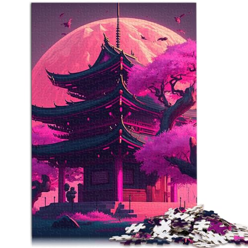 Puzzle für japanischen Tempel, 500 Teile, Puzzle-Spielzeug, Holzpuzzle-Spielzeug, Puzzle, Lernspiele, Stressabbau-Puzzle, 500 Teile (38 x 52 cm) von LGNBTGM